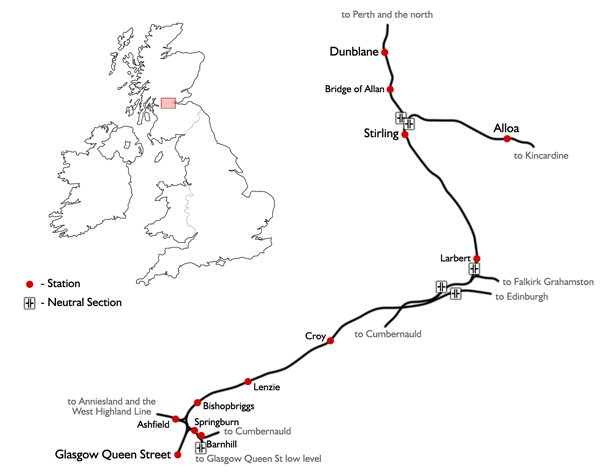 Glasgow to Dunblane and Alloa Map